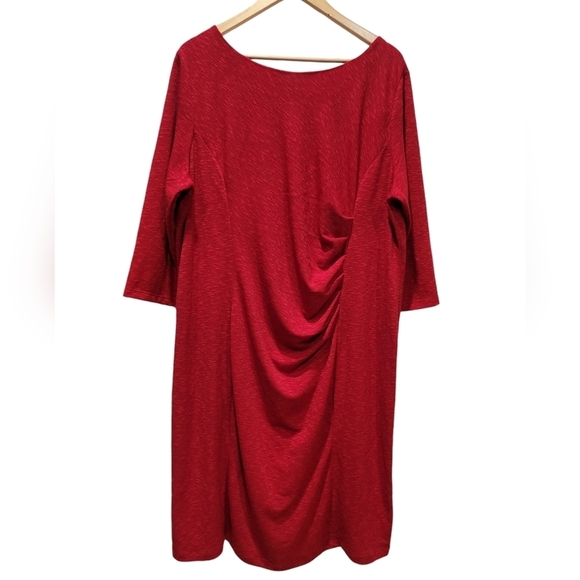 Sz 24W CATO Dress Women's Dark Red Rouged Midi 3/4 Sleeve Shift Zip-Up Stretch - Picture 1 of 5